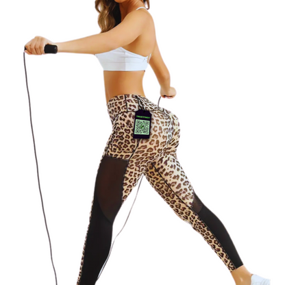 Stretchy Tummy Control Yoga Leggings - Women's High-Waist Leopard Print Pants with Pockets - Workout & Fitness