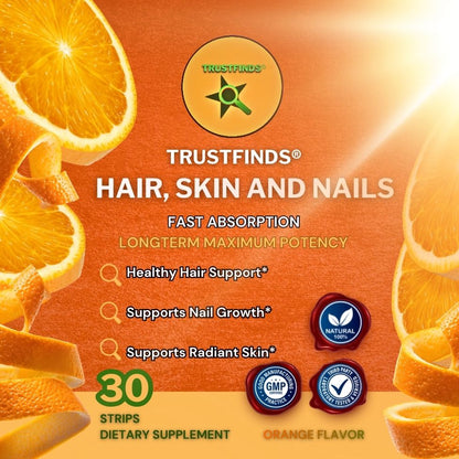 Hair Skin and Nails Supplement Strips- Supports Healthy Hair - Vegan biotin Vitamins for Women & Men Supports Faster Hair Growth, Stronger Nails, Healthy Skin, Extra Strength