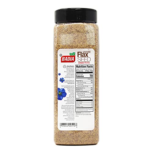 Badia Organic Ground Flax Seed, 16 oz - Superfood High in Fiber & Omega-3, Certified Organic, Non-GMO, Baking, Smoothies & Cooking