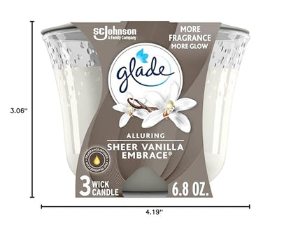 Glade Scented 3-Wick Candle Jar, Coastal Sunshine Citrus, Fragrance Infused with Essential Oils, 6.8 oz