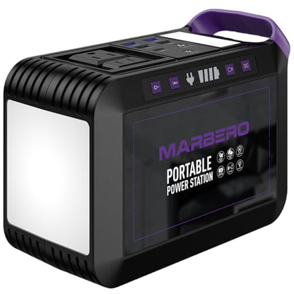 MARBERO 237Wh Solar Generator with Solar Panel Included Portable Power Station 300W Pure Sine Wave with Foldable Solar Panel 60W Set for Camping Outdoor Hiking Fishing Emergency