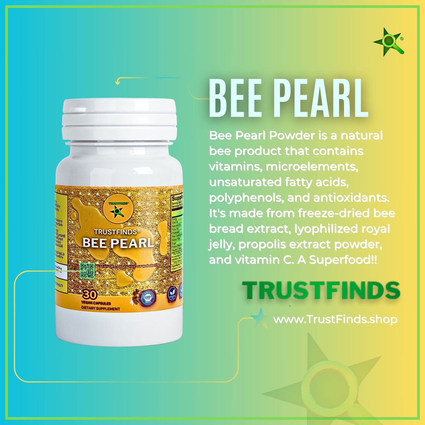 TrustLongevity™ Bundle (3 Pack) Trustfinds® Bee Pearls, NAD+, & Resveratrol 600mg - Natural Immunity & Vitality Support (150 Veg. Caps)