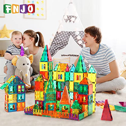 FNJO Magnetic Tiles, 110PCS Magnet Building Set, Magnetic Building Blocks,Construction STEM Learning and Playing Toys for Kids, Montessori Toy for Preschool Boys Girls Toddlers Classroom Must-Haves