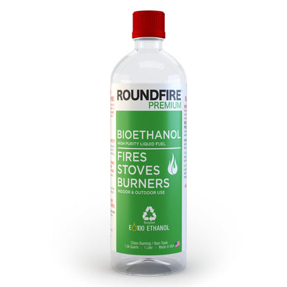 ROUNDFIRE Premium 6 x 1 Liter - Bioethanol Fuel for fireplaces, Stoves and Burners (6 Quart)