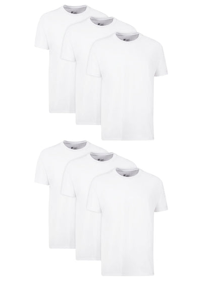 Hanes Men's Cotton Undershirts - Moisture-Wicking Crew Neck Tees, 6 Pack - White, Regular Fit