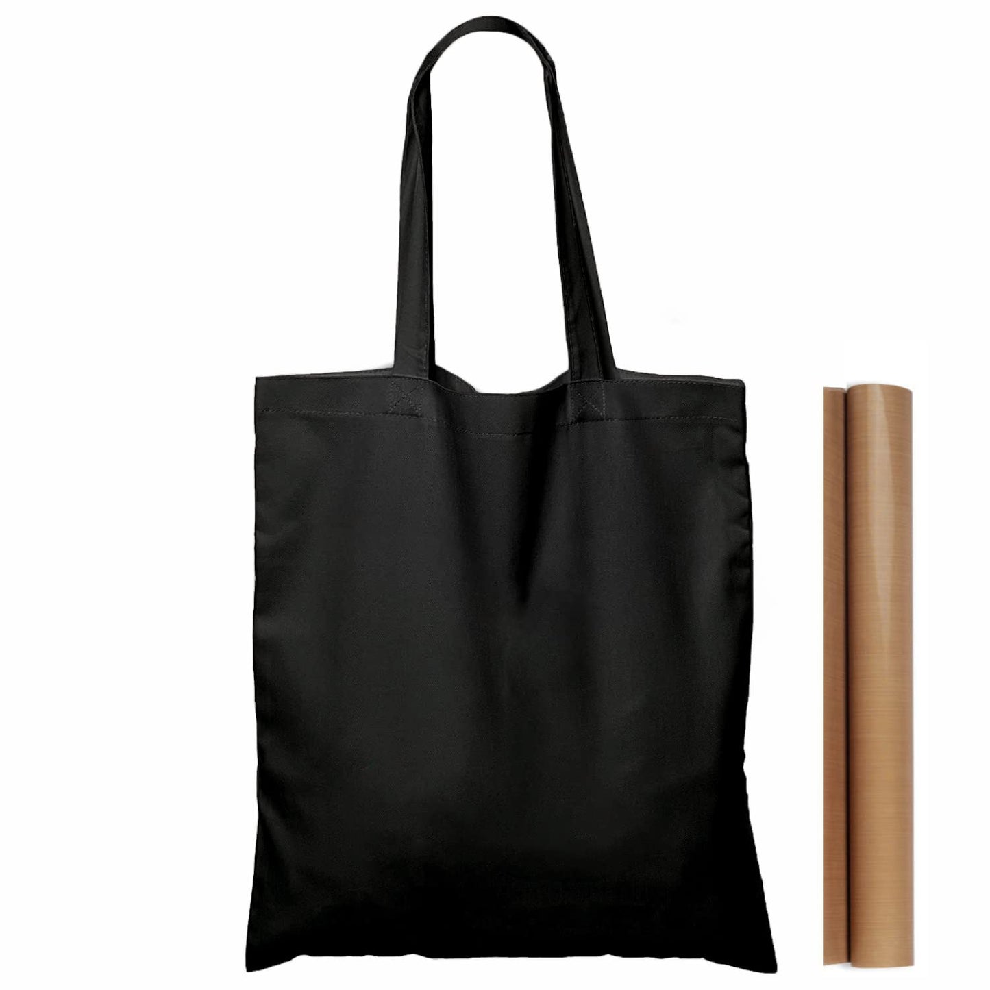 NPBAG 15 Pack 15'' X 16'' Black Cotton Tote Bags, Lightweight Blank Bulk Cloth bags with 1pc of PTFE Teflon Sheet