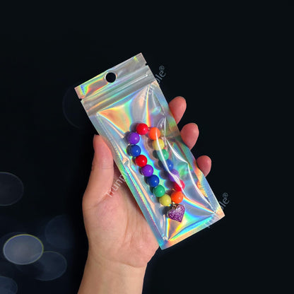 Smell Proof Bags & Resealable Foil Pouch Mylar Sample Bag Great for Party Favor Food Storage (Holographic Color) (50pcs-6x9 inch)