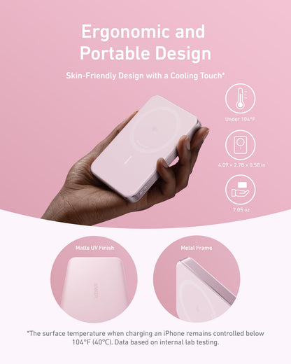 Anker MagGo Power Bank, Ultra-Slim 10,000mAh Magnetic Battery Pack, Qi2 Certified 15W Ultra-Fast MagSafe Compatible Portable Charger, Ergonomic Design, for iPhone16/15/14/13/12 Series Only