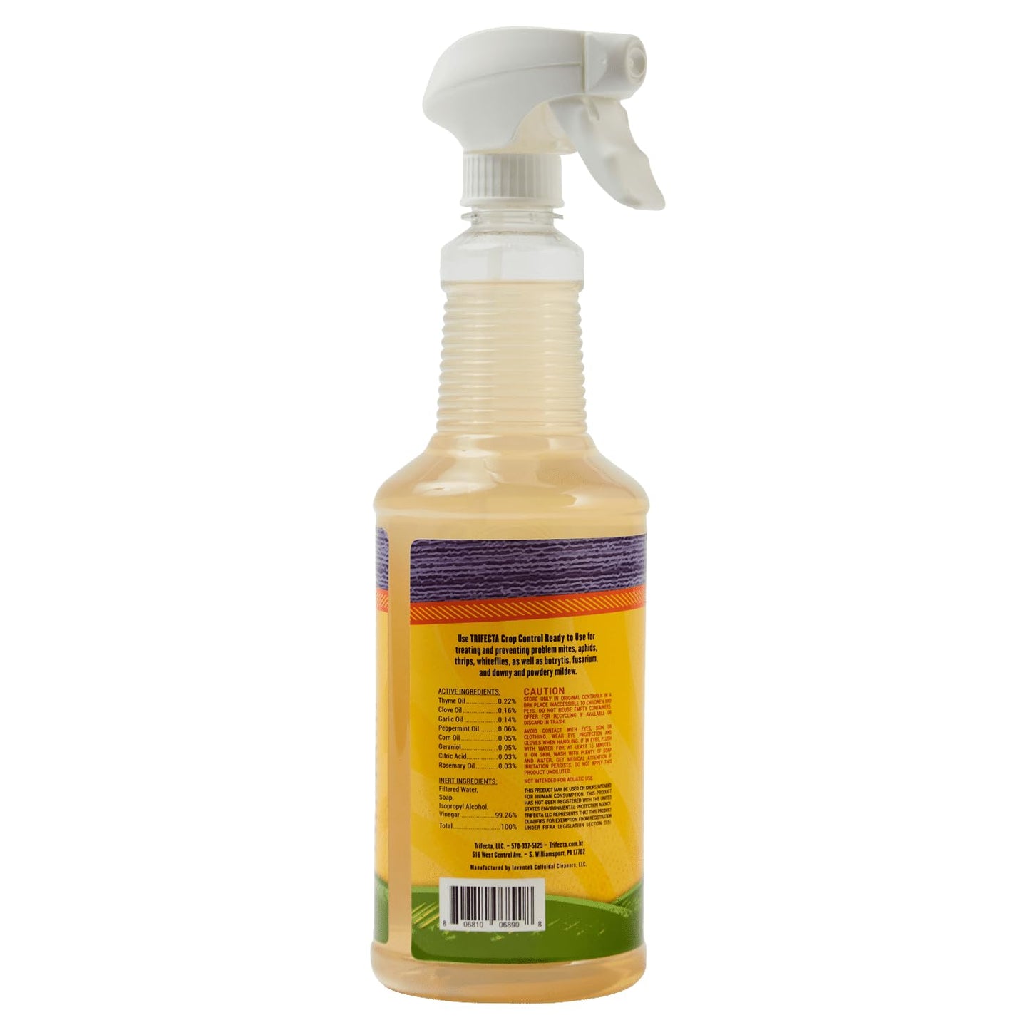Trifecta Crop Control Ready to Use Maximum Strength Natural Pesticide, Fungicide, Miticide, Insecticide, Help Defeat Spider Mites, Powdery Mildew, Botrytis and Mold on Plants 32 OZ Size