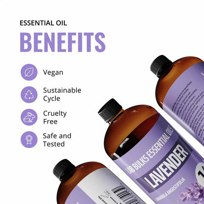 (2-Pack) Lavender Essential Oil for Diffusers, Candles, Hair, Spray, Home – 16 oz Bulk