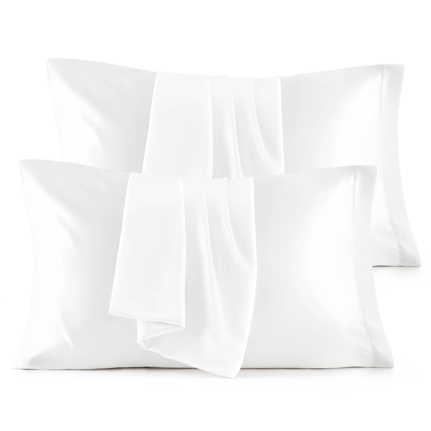Bedsure Satin Pillowcase, Similar to Silk Pillow Cases Queen Size Set of 2, Cooling Pillow Case Covers with Envelope Closure, Room Decor Valentine Gifts for Women Men, Silver Grey, 20x30 Inches, 2pcs