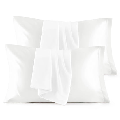 Bedsure Satin Pillowcase, Similar to Silk Pillow Cases Queen Size Set of 2, Cooling Pillow Case Covers with Envelope Closure, Room Decor Valentine Gifts for Women Men, Silver Grey, 20x30 Inches, 2pcs