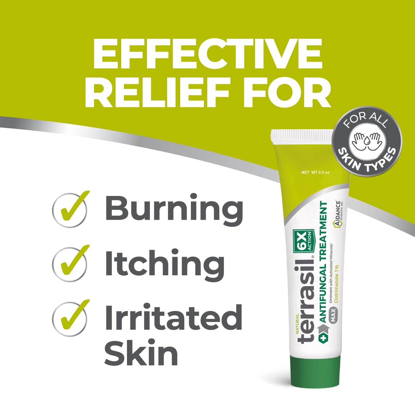terrasil Clotrimazole Antifungal Cream, Relief for Fungal Yeast Infections, Jock Itch, Athletes Foot, Ringworm for Men & Women, Clinically Proven Treatment of Skin Fungus. Packaging May Vary (0.5oz)