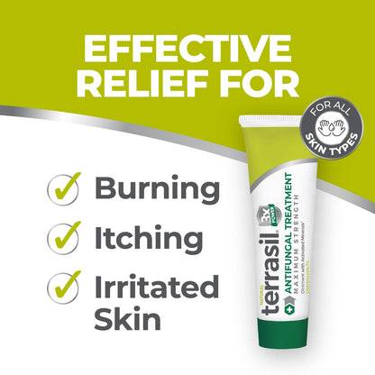 terrasil Clotrimazole Antifungal Cream, Relief for Fungal Yeast Infections, Jock Itch, Athletes Foot, Ringworm for Men & Women, Clinically Proven Treatment of Skin Fungus. Packaging May Vary (0.5oz)