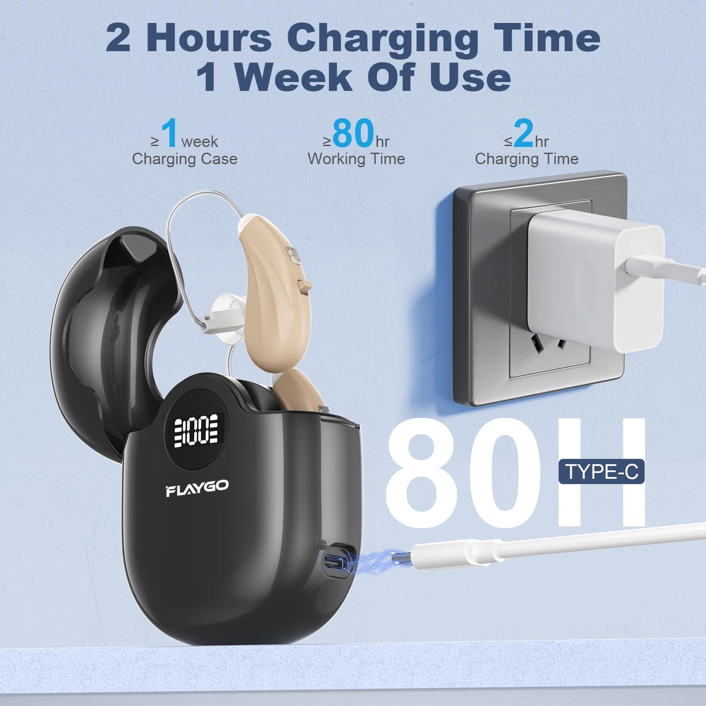 Hearing Aids for Seniors, OTC Hearing Aids for People with Hearing Loss, Sound Quality Restoration, Intelligent Noise Reduction, Standby 80h, One-Button Operation, Comfortable Wearing,Beige