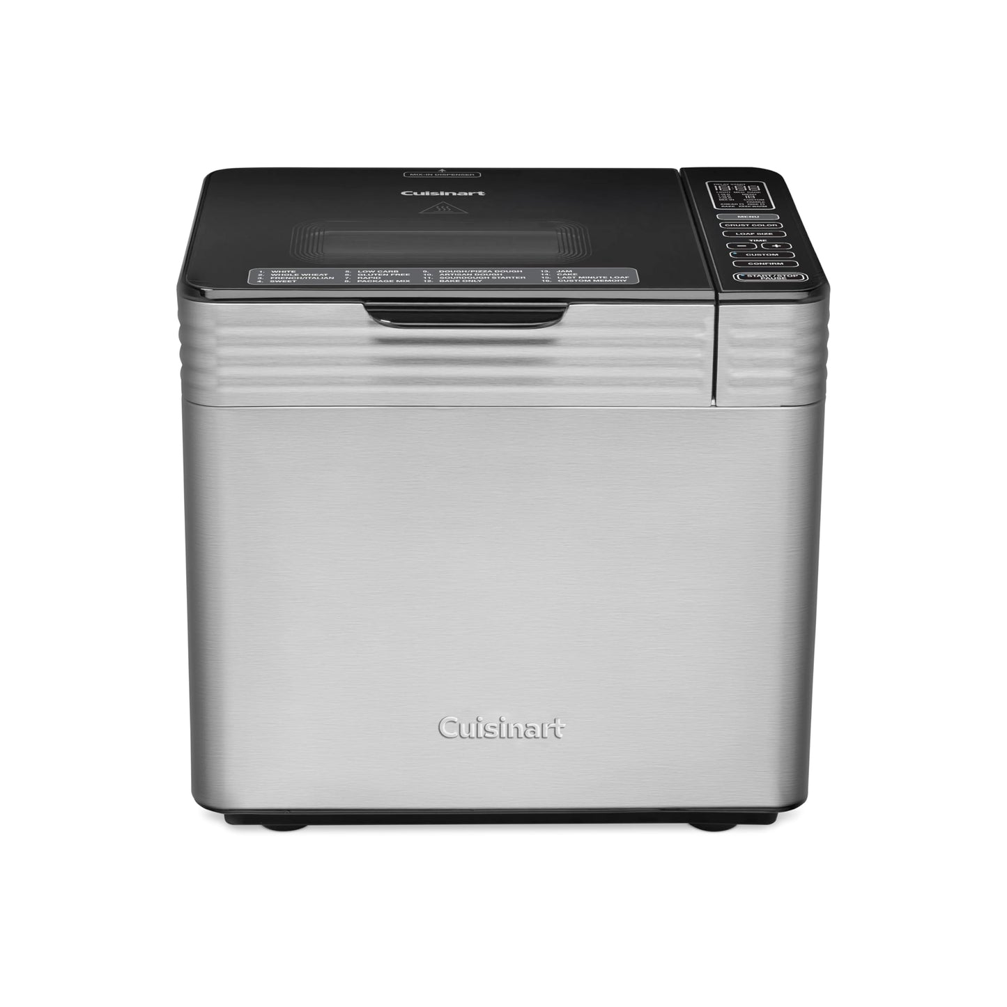 Cuisinart Bread Maker Machine, Stainless Steel Automatic Bread Machine with 12 Menu Options, 3 Loaf Sizes up to 2 Lb., 3 Crust Colors, Removable Nonstick Baking Pan & Kneading Paddle, CBK-110NAS