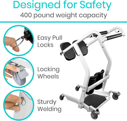 Vive Mobility Sit to Stand Patient Lift for Handicapped - Stand Assist Lift Aid for Home Care Use - Elderly Lift Assist Transfer Device - Transport Chair Stand Assist for Seniors, Adults & Disabled