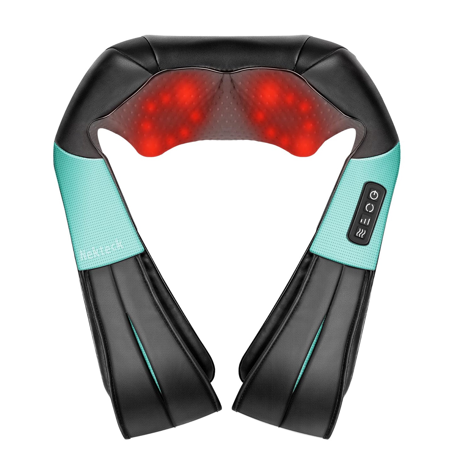 Nekteck Shiatsu Neck Massager for Pain Relief Deep Tissue with Heat, 3D Kneading Massage Pillow Back Shoulder Massagerfor Body Muscle, Plug-in Use for Home Office Car, Gifts for Mom Dad Him Her