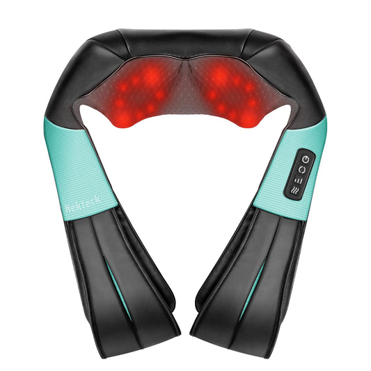 Nekteck Shiatsu Neck Massager for Pain Relief Deep Tissue with Heat, 3D Kneading Massage Pillow Back Shoulder Massagerfor Body Muscle, Plug-in Use for Home Office Car, Gifts for Mom Dad Him Her