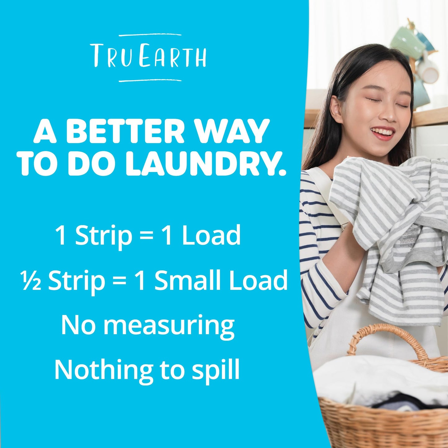 Tru Earth Compact Dry Laundry Detergent - Up to 128 Loads (64 Sheets) - Paraben-Free - Original Eco-Strip Liquidless Detergent, Travel - Fresh Linen | Packaging May Vary
