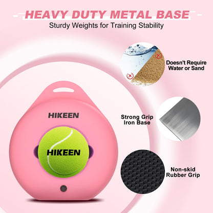 Hikeen Premium Tennis Trainer Rebound with Metal Base,Portable Solo Tennis Trainer Set with 3 Highly Elastic String Balls,Tennis Practice Equipment for Adult Kids and Beginners