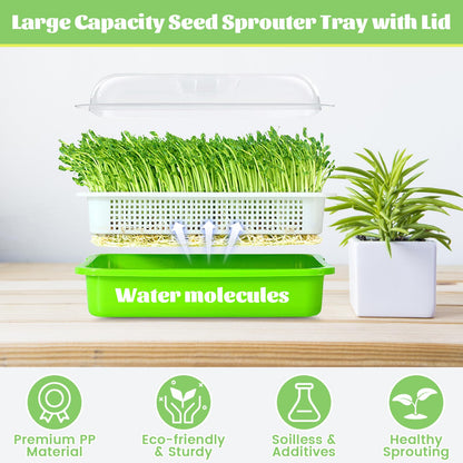 Legigo 8 Pack Seed Sprouter Trays with Lids- Soil-Free Cultivation Germination Tray, BPA Free Micro Greens Growing Trays Seed Sprouting Trays Kit with Germinating Paper for Wheatgrass, Beans and More