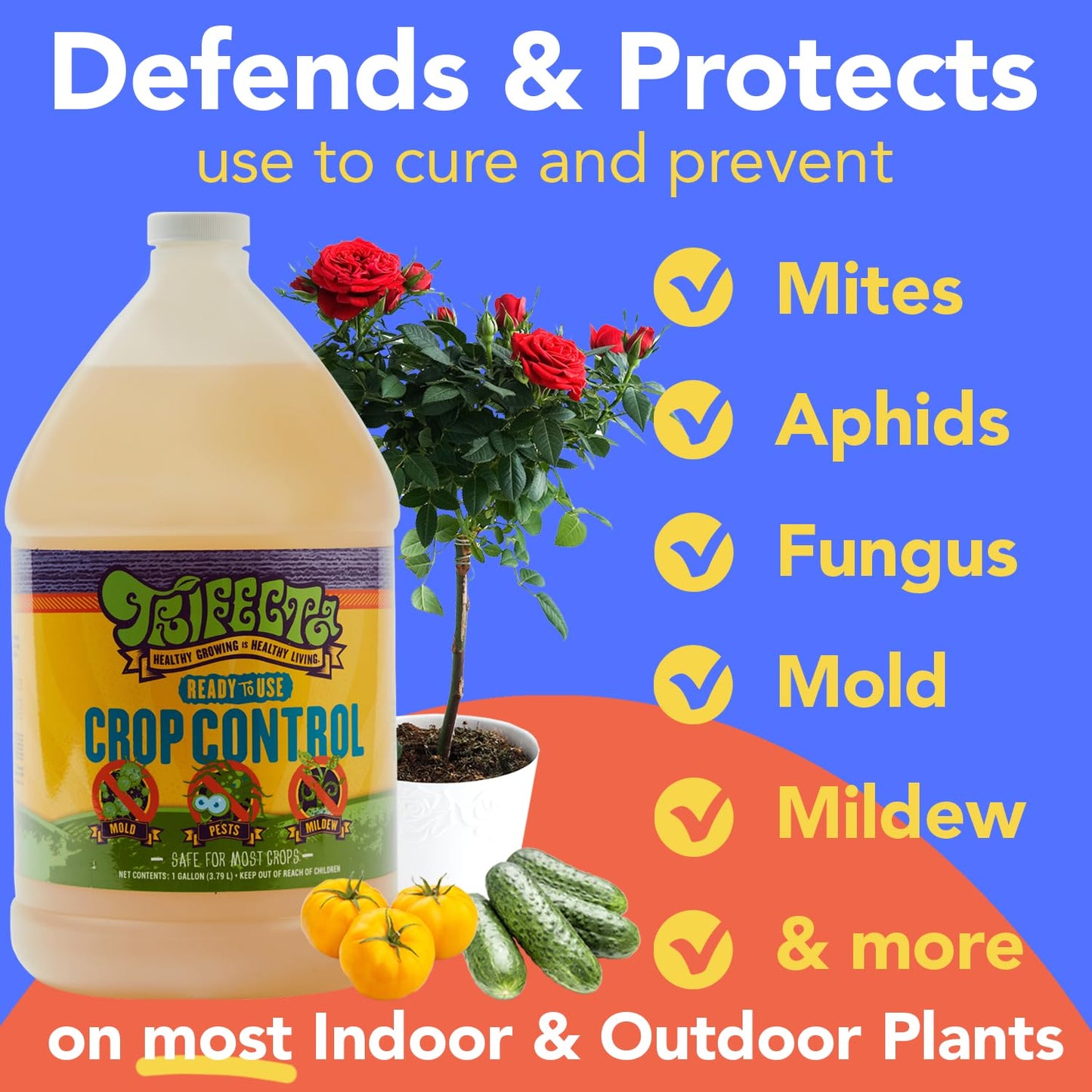 Trifecta Crop Control Ready to Use Maximum Strength Natural Pesticide, Fungicide, Miticide, Insecticide, Help Defeat Spider Mites, Powdery Mildew, Botrytis and Mold on Plants 32 OZ Size