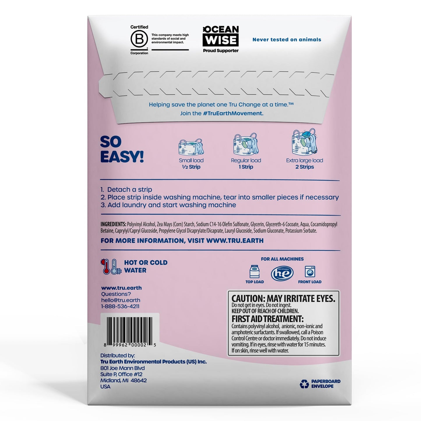 Tru Earth Compact Dry Laundry Detergent - Up to 128 Loads (64 Sheets) - Paraben-Free - Original Eco-Strip Liquidless Detergent, Travel - Fresh Linen | Packaging May Vary