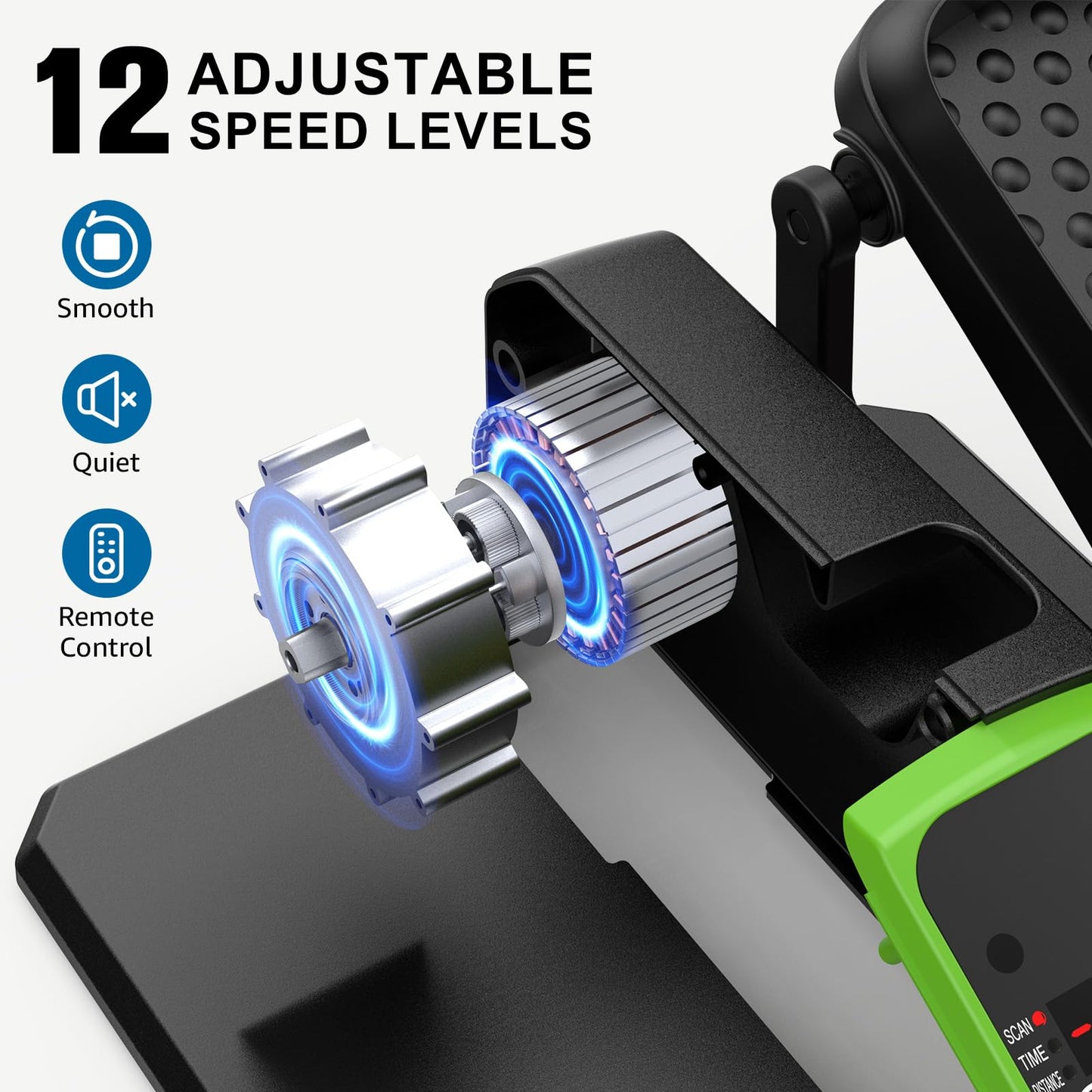 VIVURN-018 Under Desk Elliptical 12 Speed 5 Modes Mini Motorized Leg Exerciser While Sitting for Seniors As Seen on TV with Non-Slip Mat Quiet & Portable Electric Pedal Exerciser for Home and Office