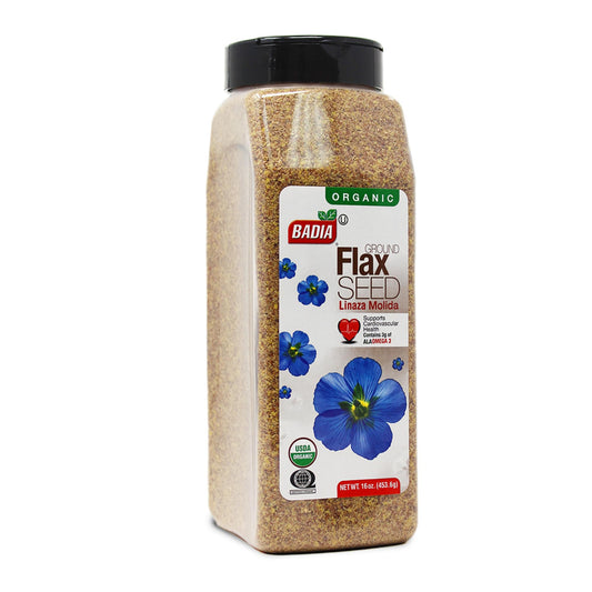 Badia Organic Ground Flax Seed, 16 oz - Superfood High in Fiber & Omega-3, Certified Organic, Non-GMO, Baking, Smoothies & Cooking