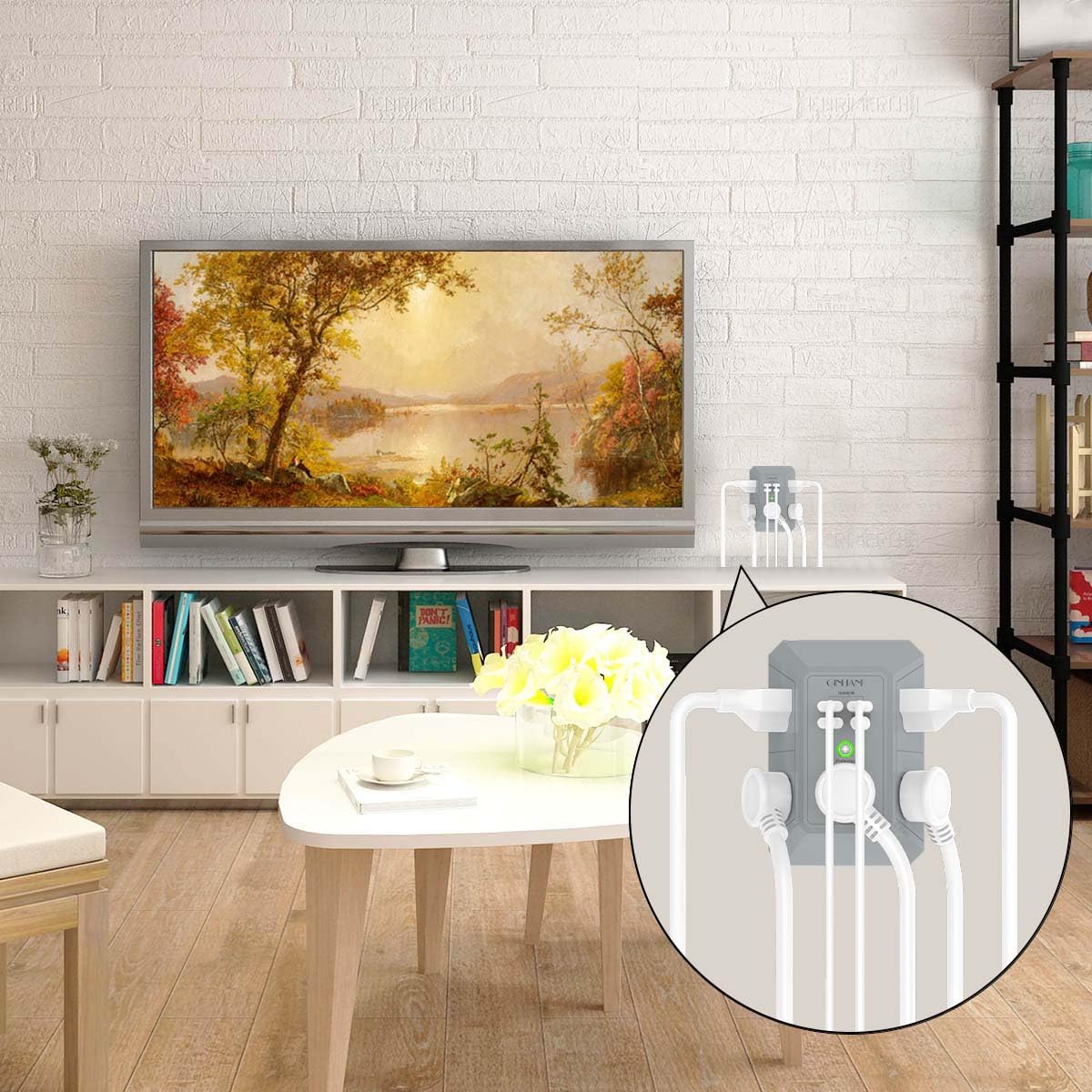Wall Charger, Surge Protector, QINLIANF 5 Outlet Extender with 4 USB Charging Ports, 3-Sided 1680J Power Strip Multi Plug Adapter Spaced for Home Travel Office