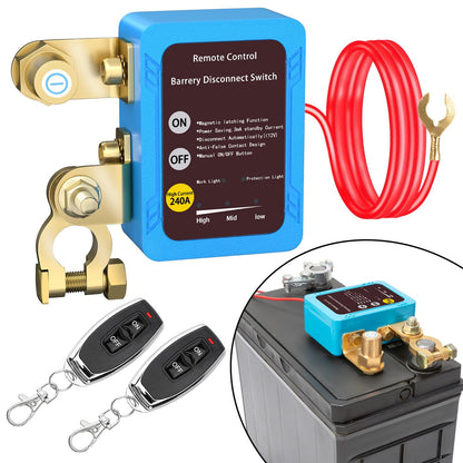 Remote Battery Disconnect Switch 12v, 250A, Upgrade Prevent Battery Drain, Disconnect Negative Car Kill Switch Anti-Theft, Remote Battery Kill Switch for Car, Truck, RV
