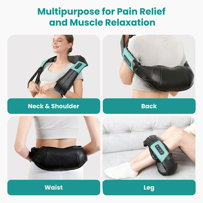 Nekteck Shiatsu Neck Massager for Pain Relief Deep Tissue with Heat, 3D Kneading Massage Pillow Back Shoulder Massagerfor Body Muscle, Plug-in Use for Home Office Car, Gifts for Mom Dad Him Her