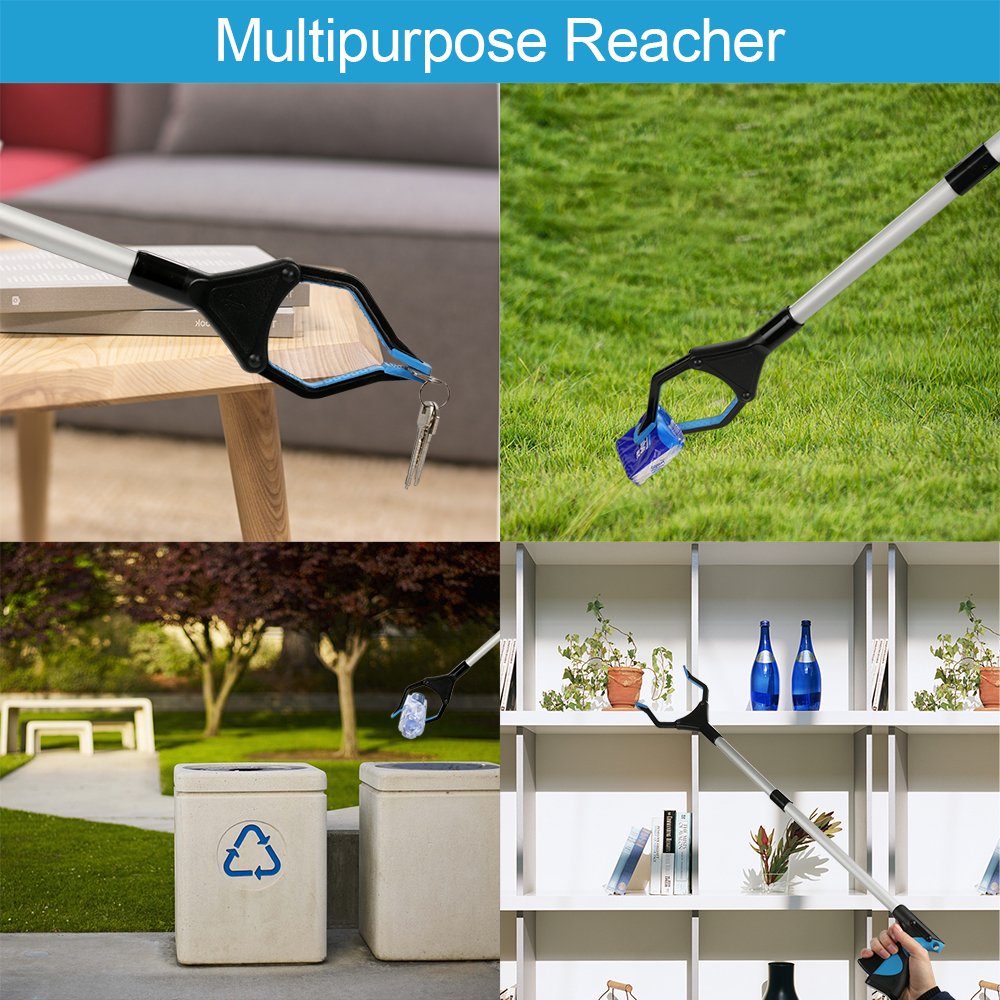 Grabber Reacher Tool, 32" Grabbers for Elderly, Lightweight Extra Long Handy Trash Claw Grabber, Mobility Aid Reaching Assist Tool for Trash Pick Up, Nabber, Litter Picker, Arm Extension (Blue)