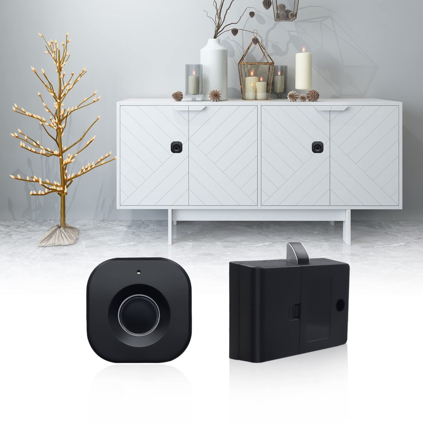 SUMNEW Bluetooth Fingerprint Cabinet Lock, Black, Biometric, 3 Ways To Unlock, USB Keys Unlock