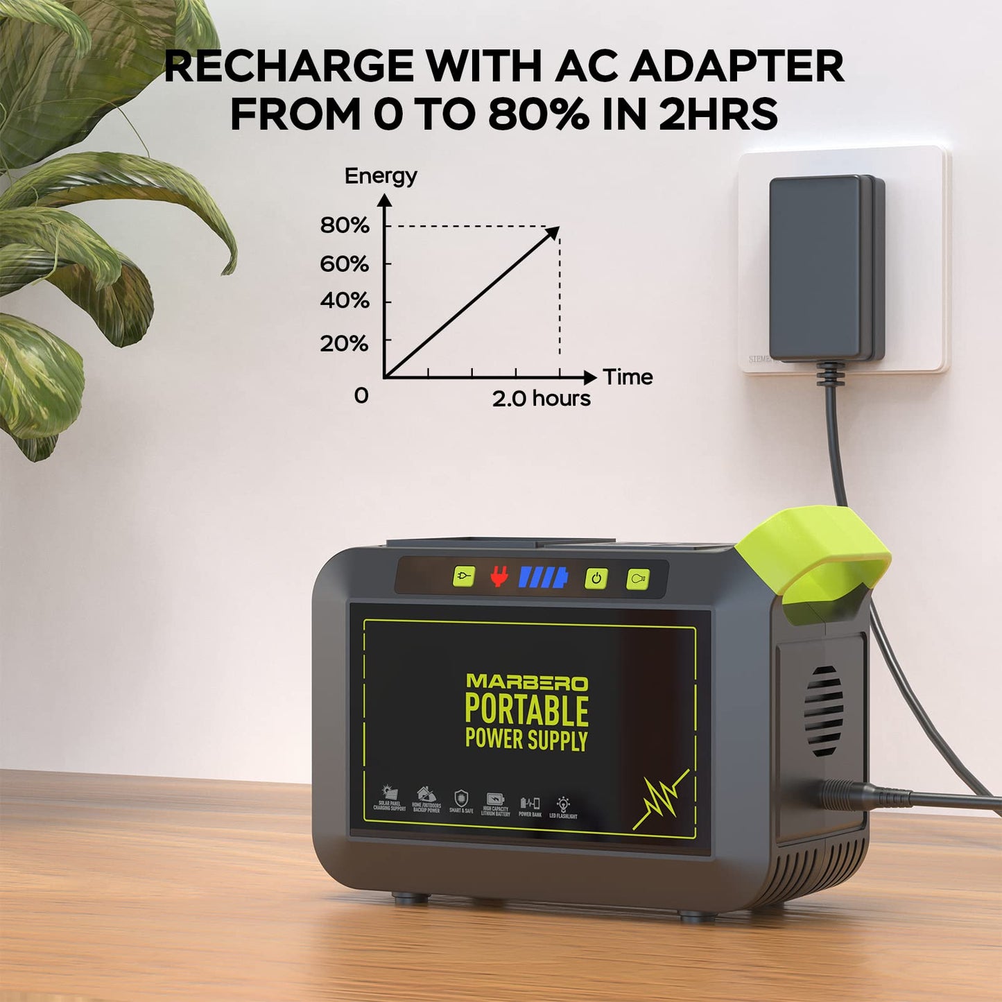 MARBERO 237Wh Solar Generator with Solar Panel Included Portable Power Station 300W Pure Sine Wave with Foldable Solar Panel 60W Set for Camping Outdoor Hiking Fishing Emergency
