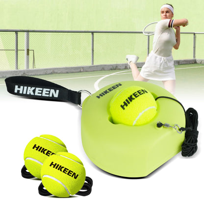 Hikeen Premium Tennis Trainer Rebound with Metal Base,Portable Solo Tennis Trainer Set with 3 Highly Elastic String Balls,Tennis Practice Equipment for Adult Kids and Beginners