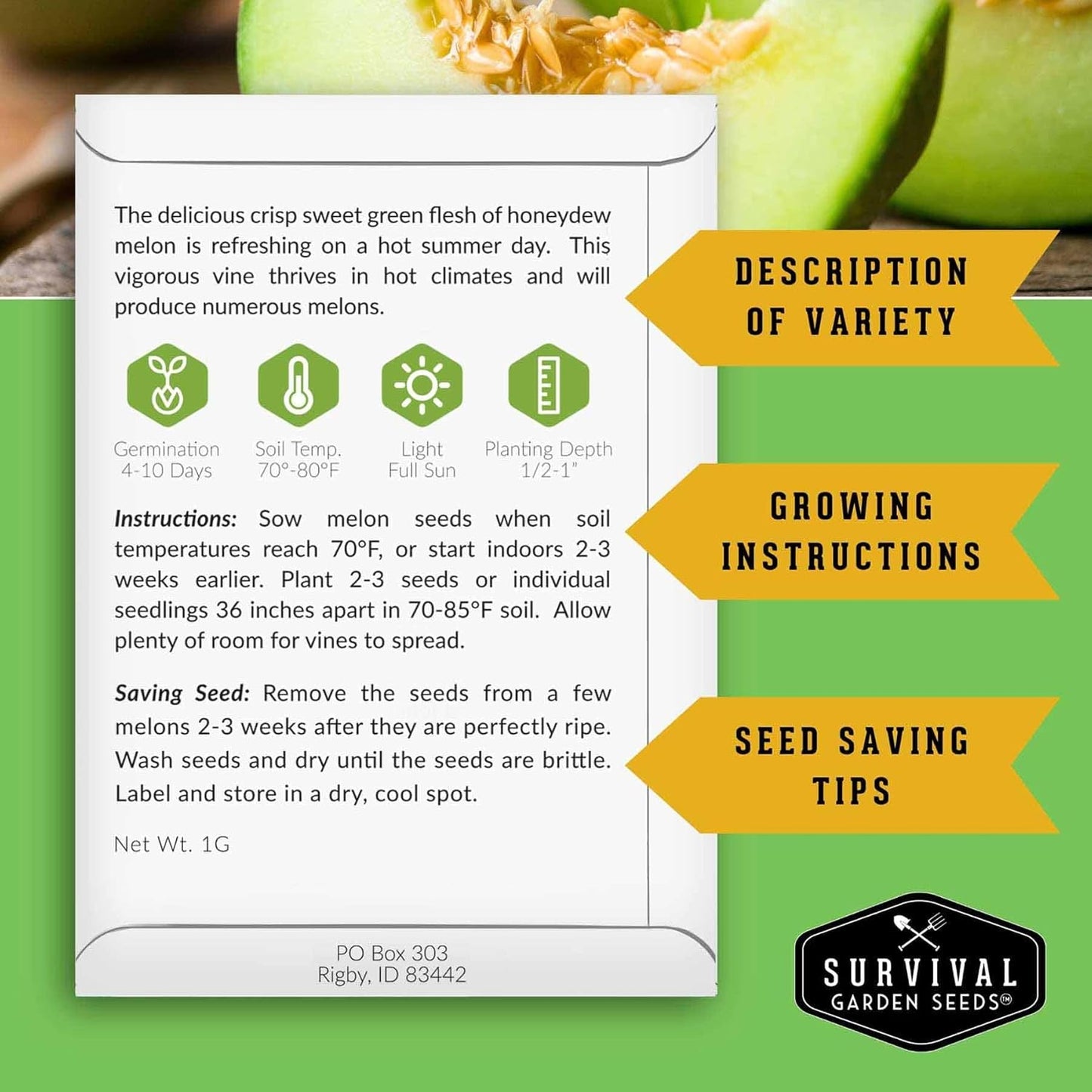 Fruit Seeds for Planting - 8 Variety Pack | Watermelon, Cantaloupe, Melon, Strawberry, Ground Cherry for Home Vegetable Gardens - Non-GMO Heirloom Fruits - Survival Garden Seeds