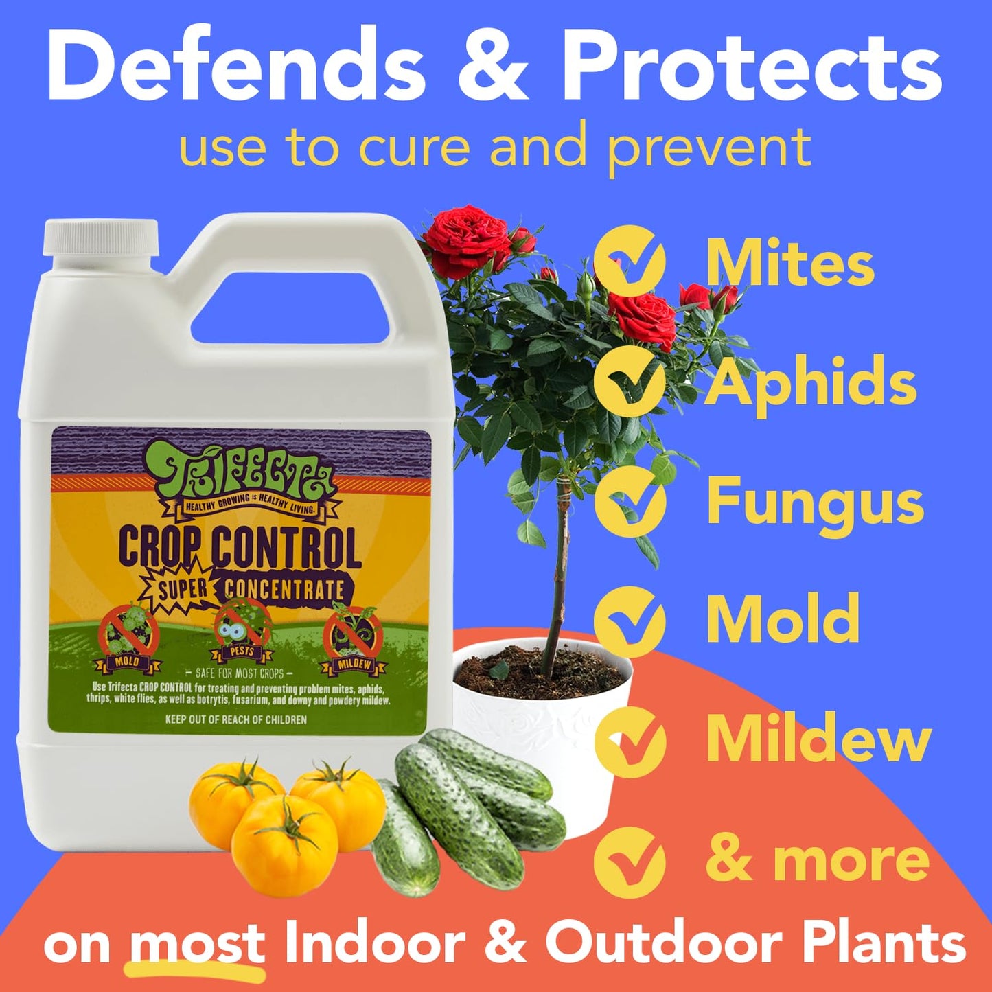 Trifecta Crop Control Ready to Use Maximum Strength Natural Pesticide, Fungicide, Miticide, Insecticide, Help Defeat Spider Mites, Powdery Mildew, Botrytis and Mold on Plants 32 OZ Size