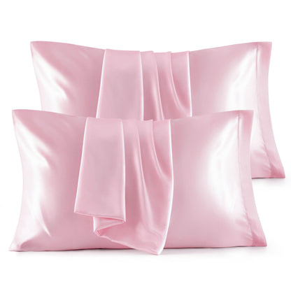 Bedsure Satin Pillowcase, Similar to Silk Pillow Cases Queen Size Set of 2, Cooling Pillow Case Covers with Envelope Closure, Room Decor Valentine Gifts for Women Men, Silver Grey, 20x30 Inches, 2pcs