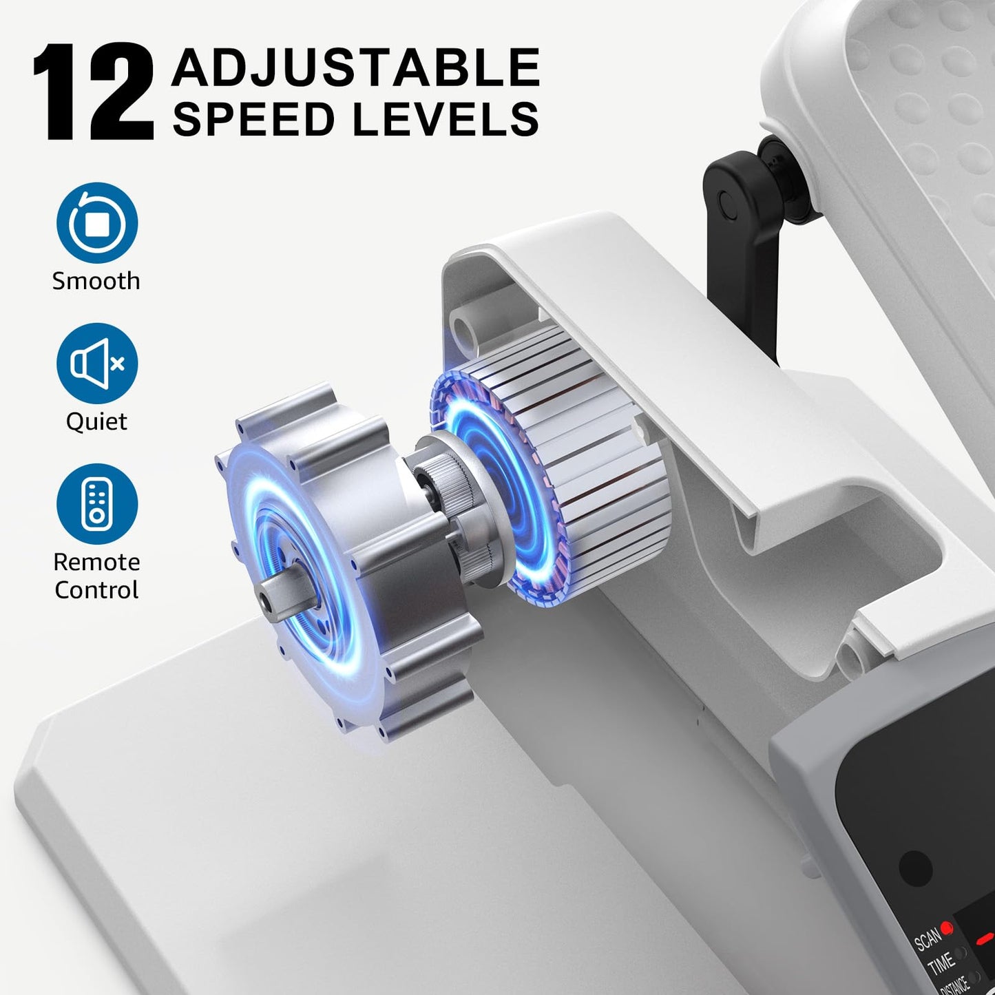 VIVURN-018 Under Desk Elliptical 12 Speed 5 Modes Mini Motorized Leg Exerciser While Sitting for Seniors As Seen on TV with Non-Slip Mat Quiet & Portable Electric Pedal Exerciser for Home and Office