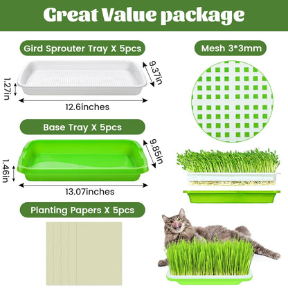 Legigo 8 Pack Seed Sprouter Trays with Lids- Soil-Free Cultivation Germination Tray, BPA Free Micro Greens Growing Trays Seed Sprouting Trays Kit with Germinating Paper for Wheatgrass, Beans and More