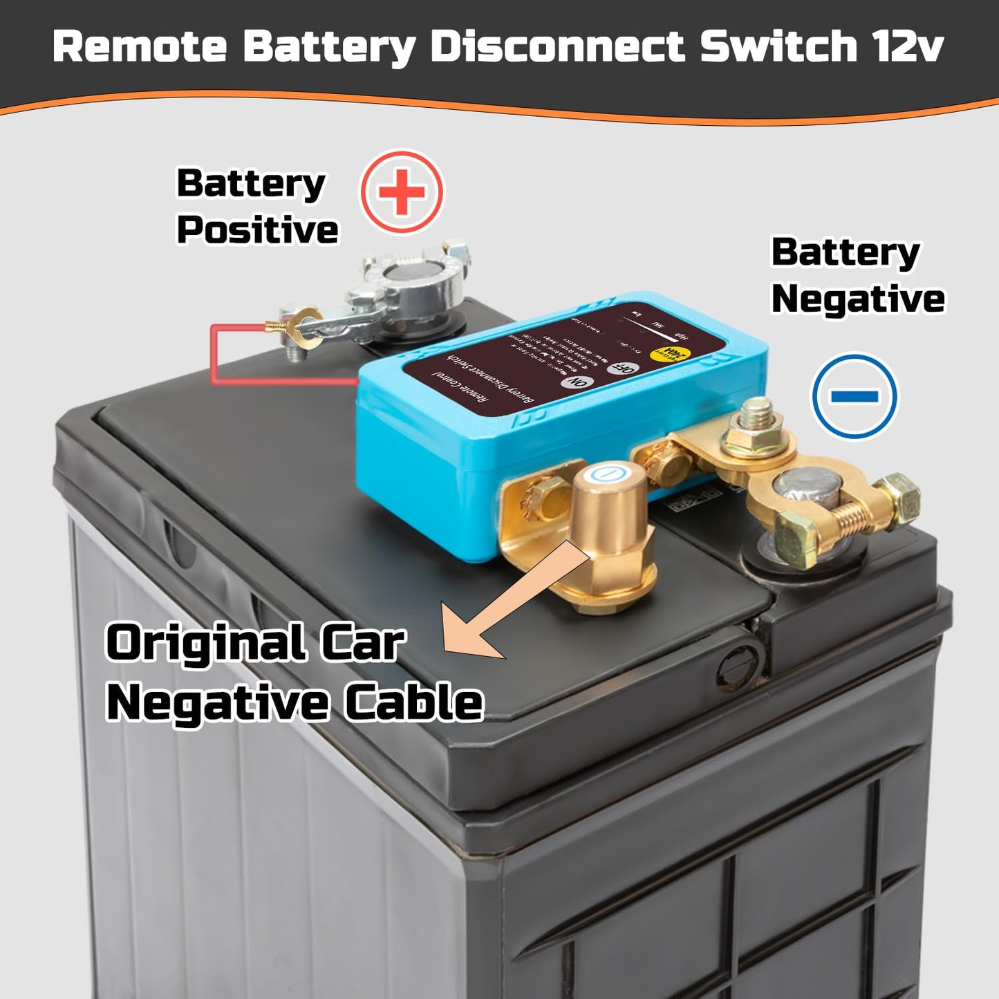 Remote Battery Disconnect Switch 12v, 250A, Upgrade Prevent Battery Drain, Disconnect Negative Car Kill Switch Anti-Theft, Remote Battery Kill Switch for Car, Truck, RV
