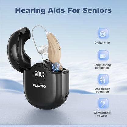 Hearing Aids for Seniors, OTC Hearing Aids for People with Hearing Loss, Sound Quality Restoration, Intelligent Noise Reduction, Standby 80h, One-Button Operation, Comfortable Wearing,Beige