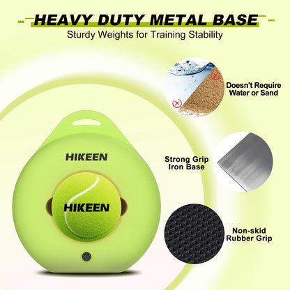 Hikeen Premium Tennis Trainer Rebound with Metal Base,Portable Solo Tennis Trainer Set with 3 Highly Elastic String Balls,Tennis Practice Equipment for Adult Kids and Beginners