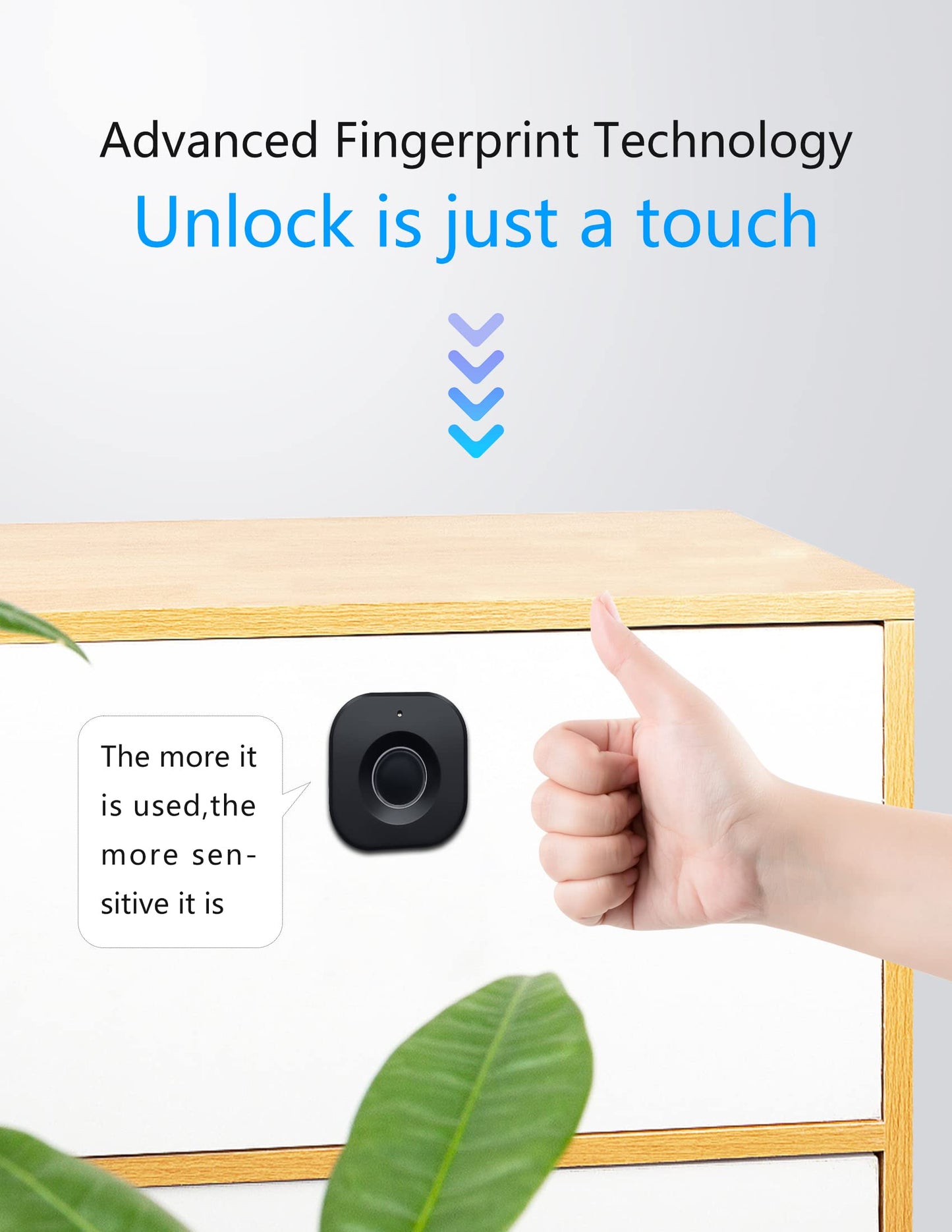 SUMNEW Bluetooth Fingerprint Cabinet Lock, Black, Biometric, 3 Ways To Unlock, USB Keys Unlock