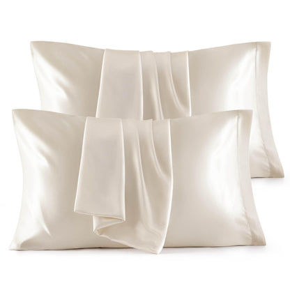 Bedsure Satin Pillowcase, Similar to Silk Pillow Cases Queen Size Set of 2, Cooling Pillow Case Covers with Envelope Closure, Room Decor Valentine Gifts for Women Men, Silver Grey, 20x30 Inches, 2pcs