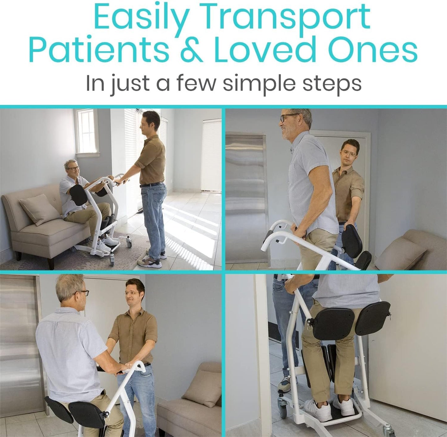 Vive Mobility Sit to Stand Patient Lift for Handicapped - Stand Assist Lift Aid for Home Care Use - Elderly Lift Assist Transfer Device - Transport Chair Stand Assist for Seniors, Adults & Disabled