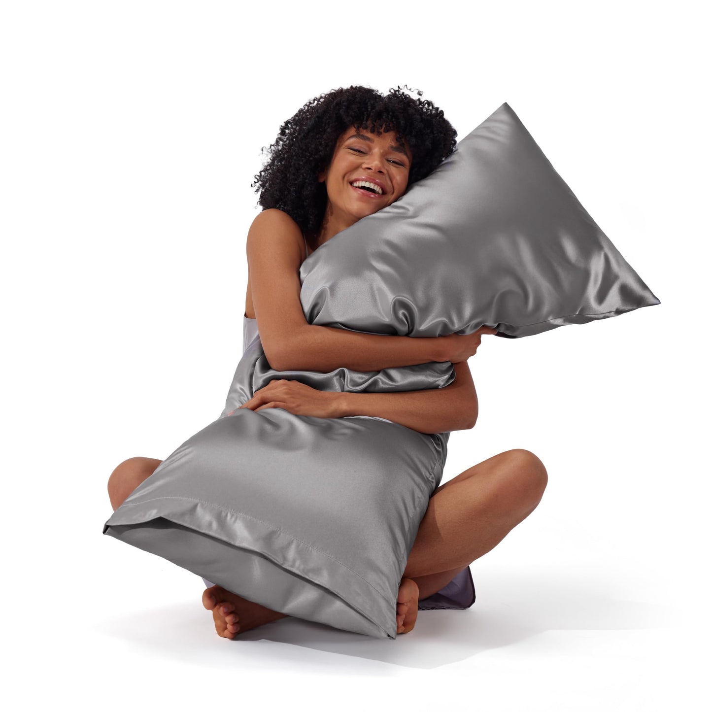 Bedsure Satin Pillowcase, Similar to Silk Pillow Cases Queen Size Set of 2, Cooling Pillow Case Covers with Envelope Closure, Room Decor Valentine Gifts for Women Men, Silver Grey, 20x30 Inches, 2pcs