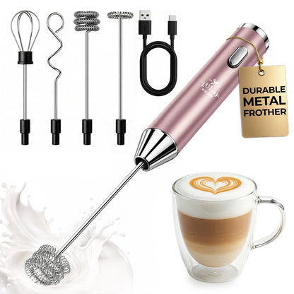 Zulay Kitchen Powerful Milk Frother Wand With 2 Duracell Batteries - Ultra Fast Handheld Drink Mixer - Electric Whisk Foam Maker for Coffee, Lattes, Cappuccino, Matcha, Hot Chocolate & Creamer - Black
